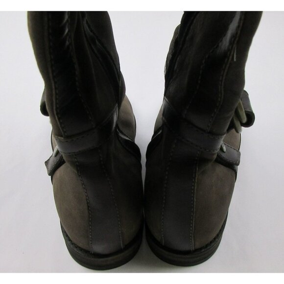 Cole Haan Riding Boots Size 6.5 Brown Nubuck Leather Tall Knee Buckle Harness - Picture 4 of 5